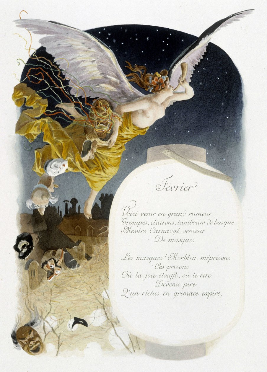 Luty „Pieśń miesiąca” Jérôme Doucet, ilustracja - Maurice Leloir, ed. Reims 1904. L. Michaud autorstwa Maurice Leloir