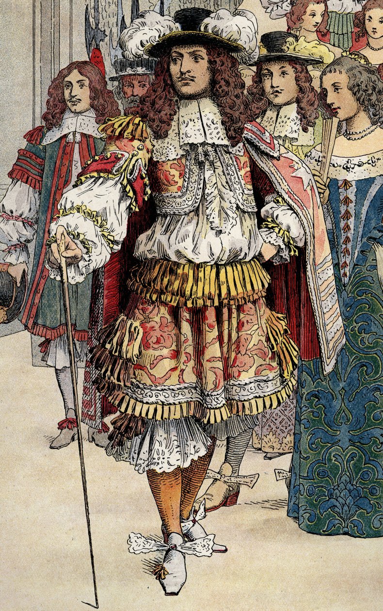 Francuski król Ludwik XIV w swoim zamku Vaux Le Vicomte autorstwa Maurice Leloir