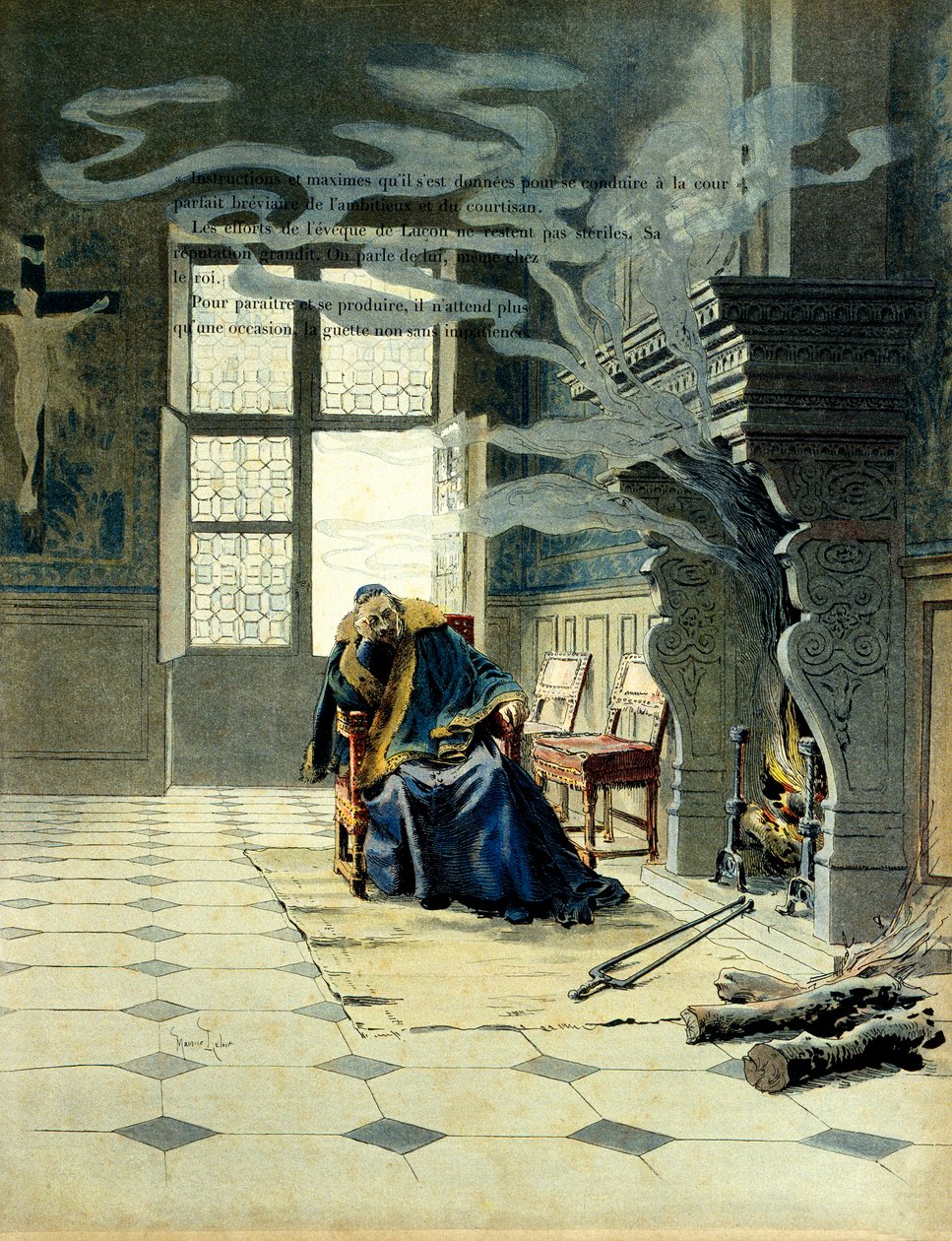 Historia Francji: w eveche Lucona, który został kardynałem Richelieu (Armand Jean du Plessis autorstwa Maurice Leloir