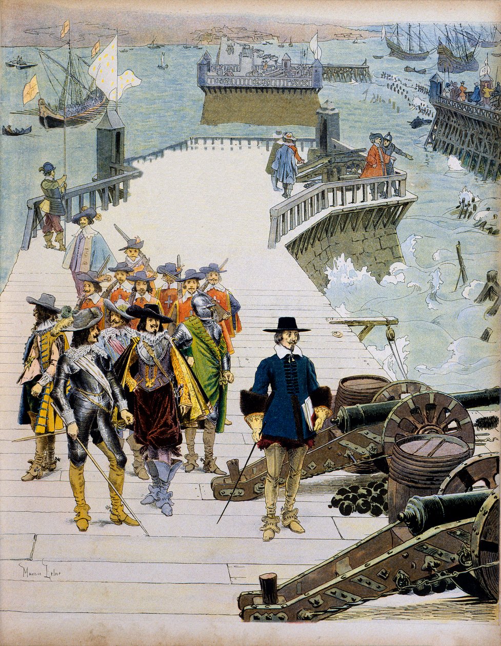 Historia Francji: Odcinek oblężenia de la Rochelle autorstwa Maurice Leloir