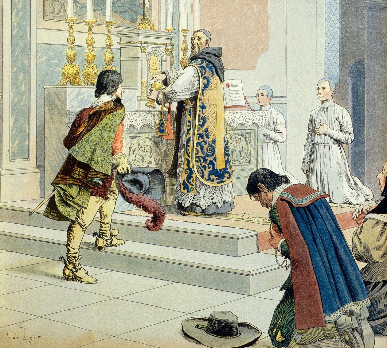 Historia Francji: Francois Leclerc du Tremblay powiedział, że Ojciec Józef (1577-1638) szara eminencja (powiernik i współpracownik) kardynała Richelieu (Armand Jean du Plessis) autorstwa Maurice Leloir
