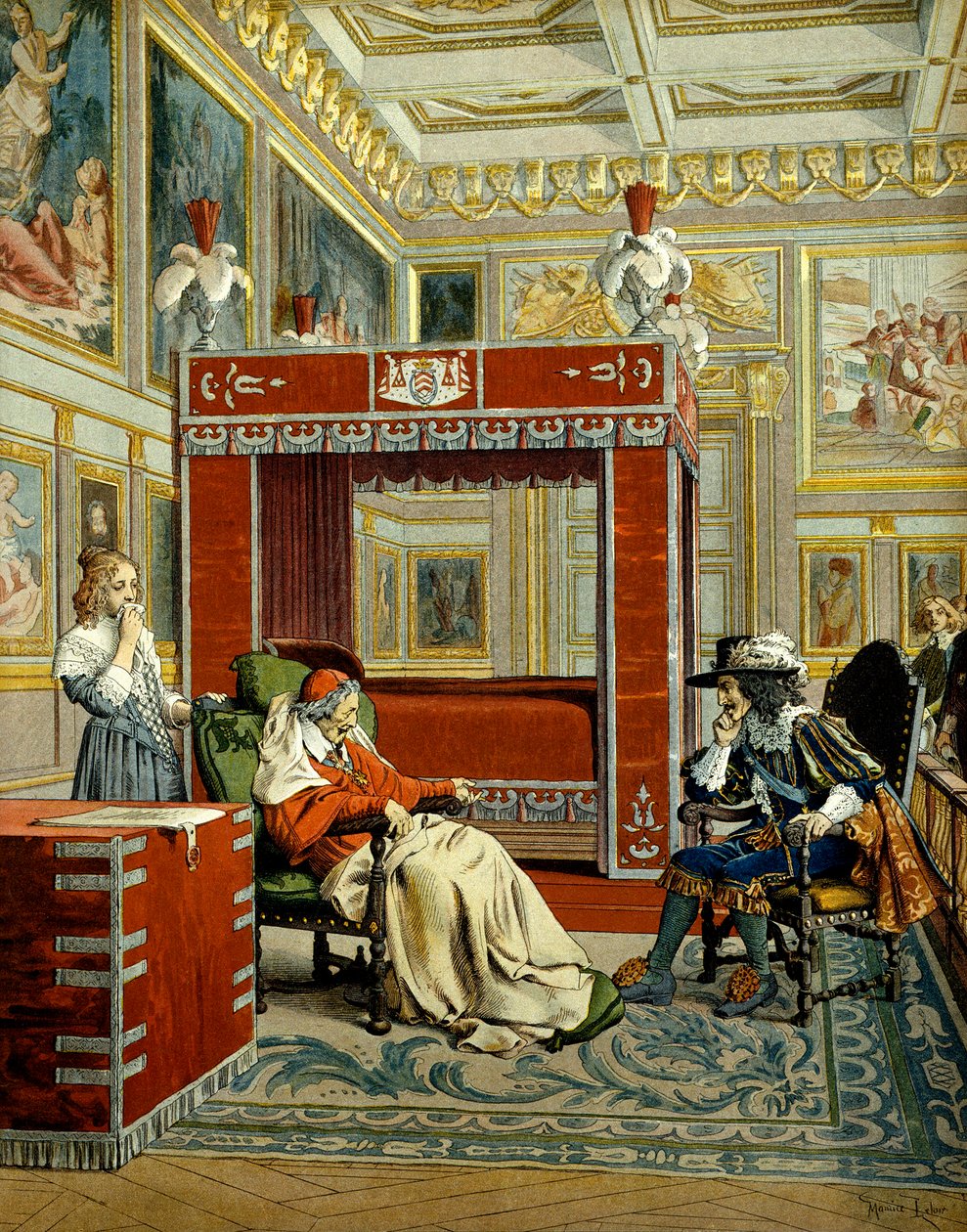 Historia Francji: ostatnia wizyta Ludwika XIII u kardynała Richelieu (Armand Jean du Plessis autorstwa Maurice Leloir