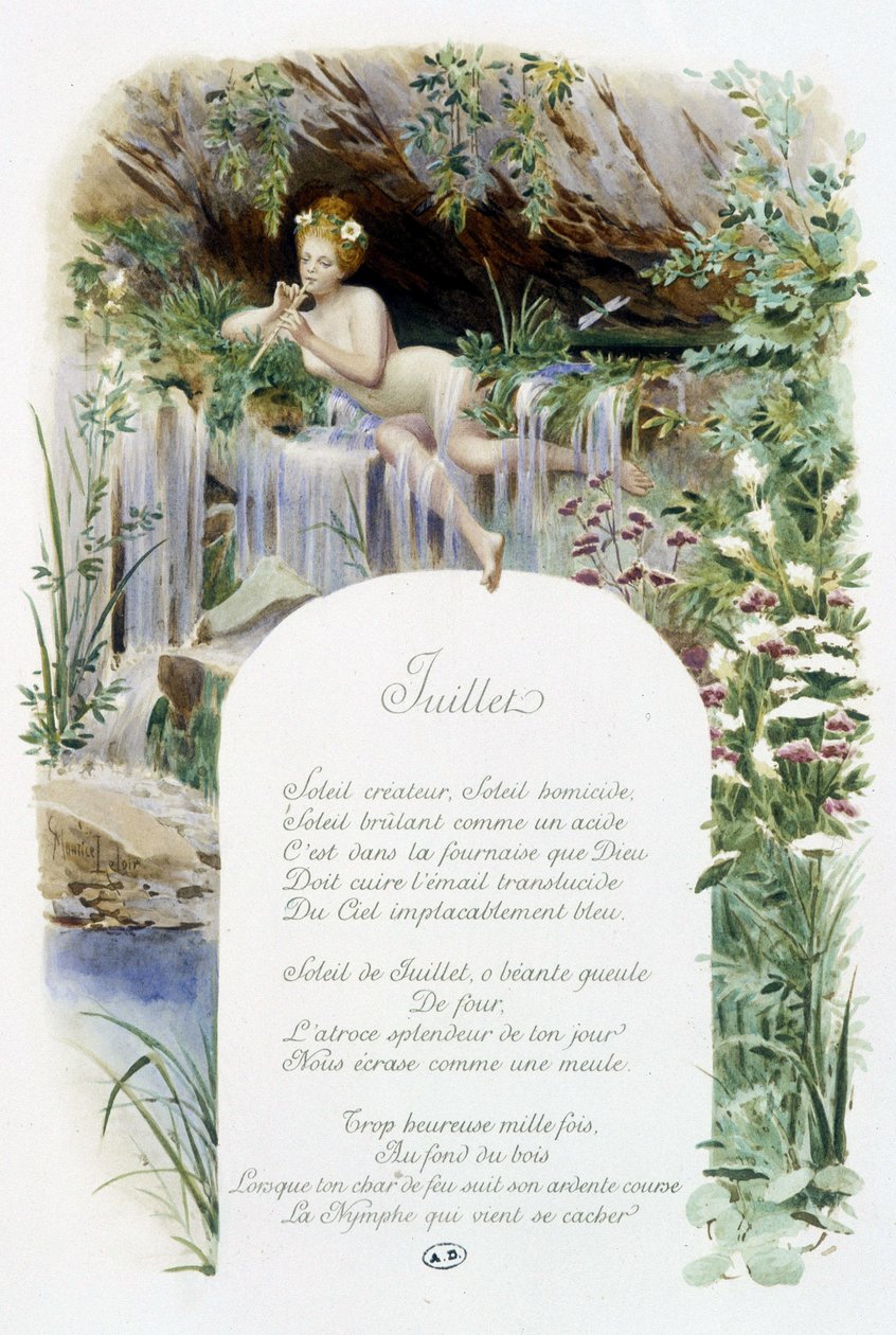 Lipiec „”Pieśń miesiąca”” Jérôme Doucet, ilustracja - Maurice Leloir, ed. Reims 1904. L. Michaud autorstwa Maurice Leloir