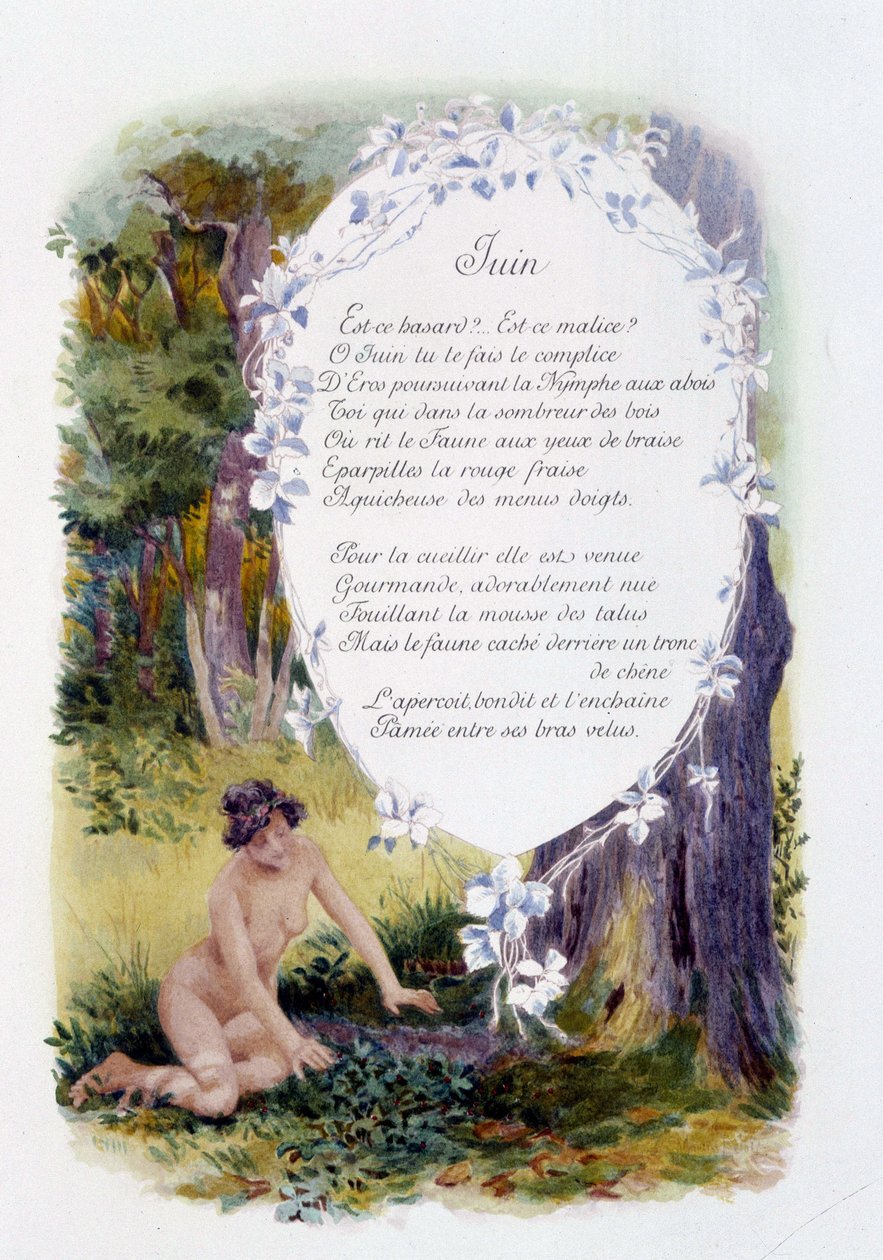 Czerwiec „”Pieśń miesiąca”” Jérôme Doucet, ilustracja - Maurice Leloir, ed. Reims 1904. L. Michaud autorstwa Maurice Leloir