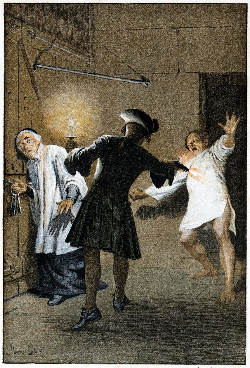 Ucieczka - w „Historii Manon Lescaut i kawalera Des Grieux” Abbe Prevosta (1697-1763), francuskiego pisarza. Grawerowanie według rysunków Maurice