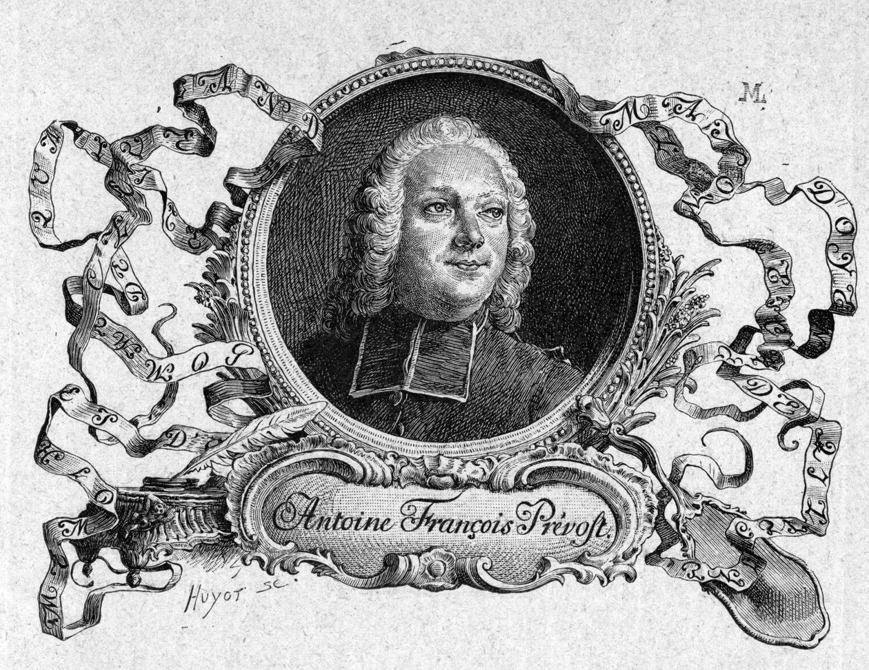 Abbe Prevost (1697-1763), francuski pisarz, w „Historii kawalera Des Grieux i Manon Lescaut”. Grawerowanie według rysunków Maurice
