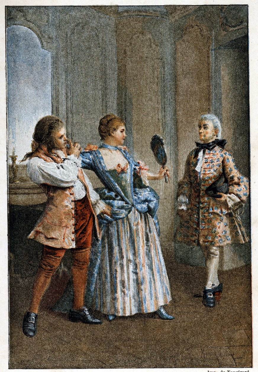 Le Miroir - w „Historii Manon Lescaut i kawalera Des Grieux” Abbe Prevosta (1697-1763), francuskiego pisarza. Grawerowanie według rysunków Maurice