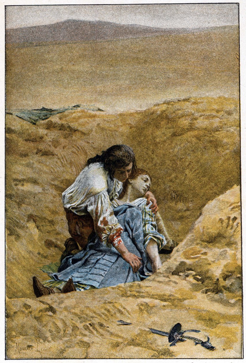 Pogrzeb- w „Historii Manon Lescaut i kawalera Des Grieux” autorstwa francuskiego pisarza Abbe Prevosta (1697-1763). Grawerowanie według rysunków Maurice