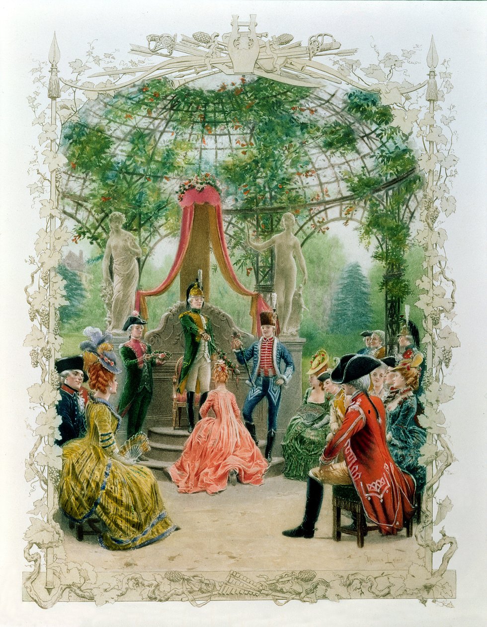 Masońska ceremonia inicjacji masonki w ok. 1785, 1890 r. autorstwa Maurice Leloir