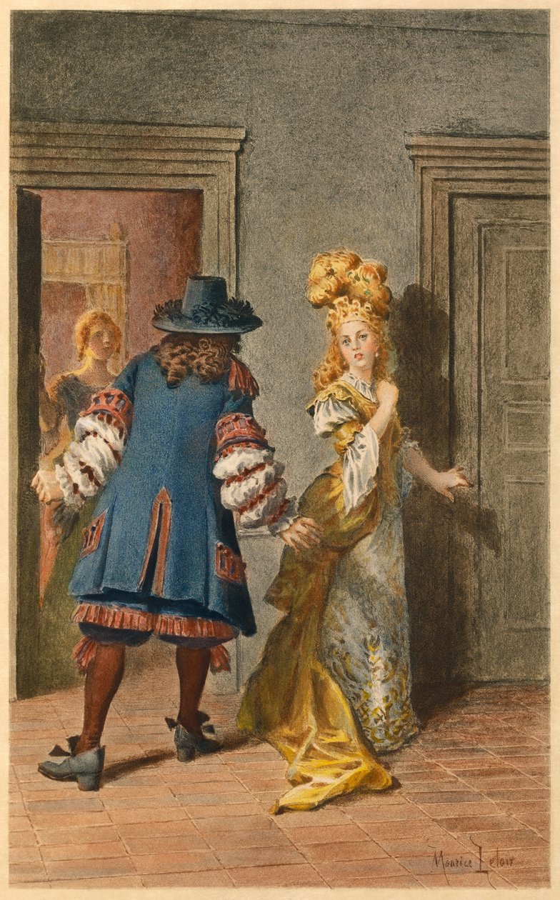 Moliere , Armande i Madeleine Bejart (ilustracja) autorstwa Maurice Leloir