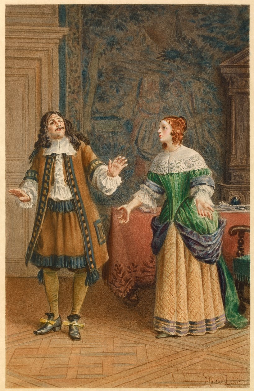 Moliere i Catherine de Brie (ilustracja) autorstwa Maurice Leloir