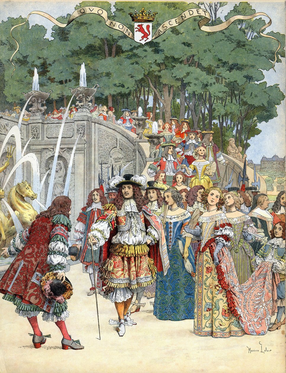 Nicolas Fouquet odbiera króla angielskiego Ludwika XIV w swoim zamku Vaux Le Vicomte, Francja, 17 sierpnia autorstwa Maurice Leloir