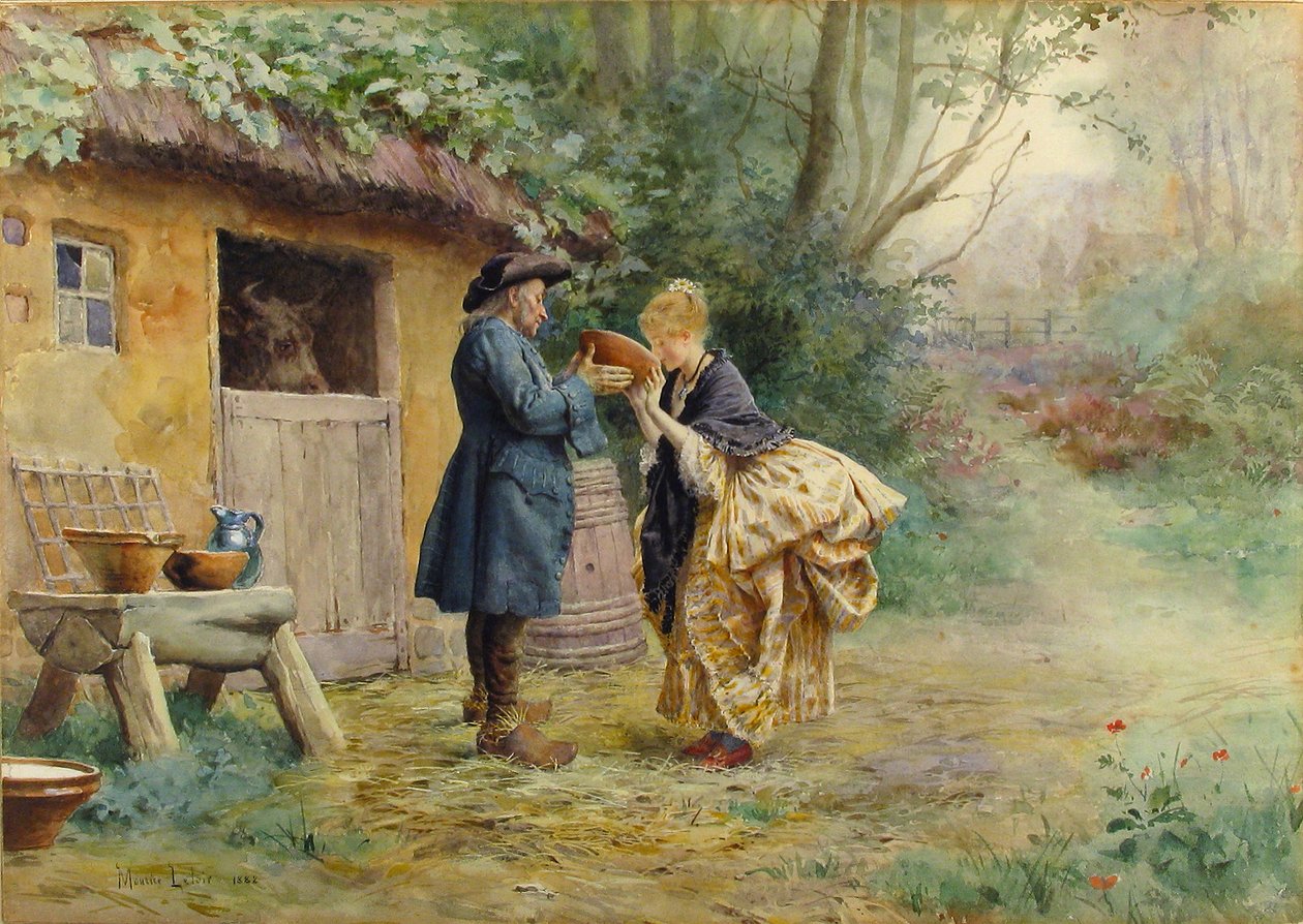 Napój mleka, 1882. autorstwa Maurice Leloir