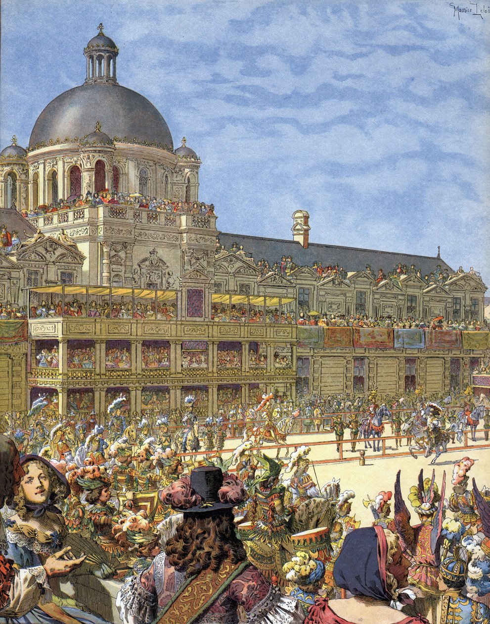 Królewska Karuzela (turniej rycerski), wystawiona w 1662 r. przed Pałacem Tuileries w Paryżu za Ludwika XIV znanym jako Le Roi-Soleil (Król Soleil lub Ludwik Wielki autorstwa Maurice Leloir