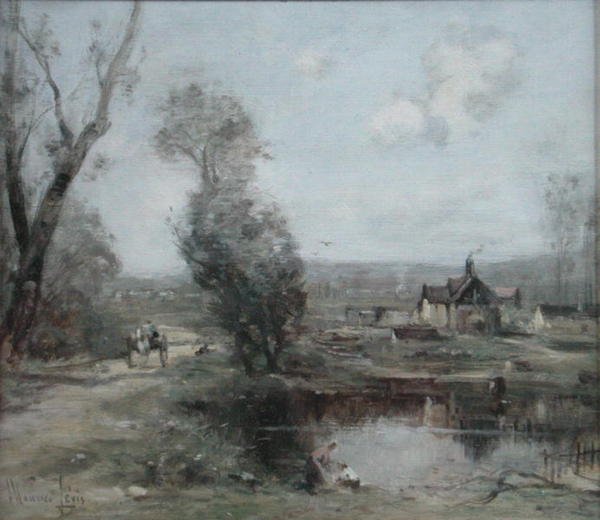 Ścieżka nad rzeką w północnej Francji (olej na panelu) autorstwa Maurice Levis