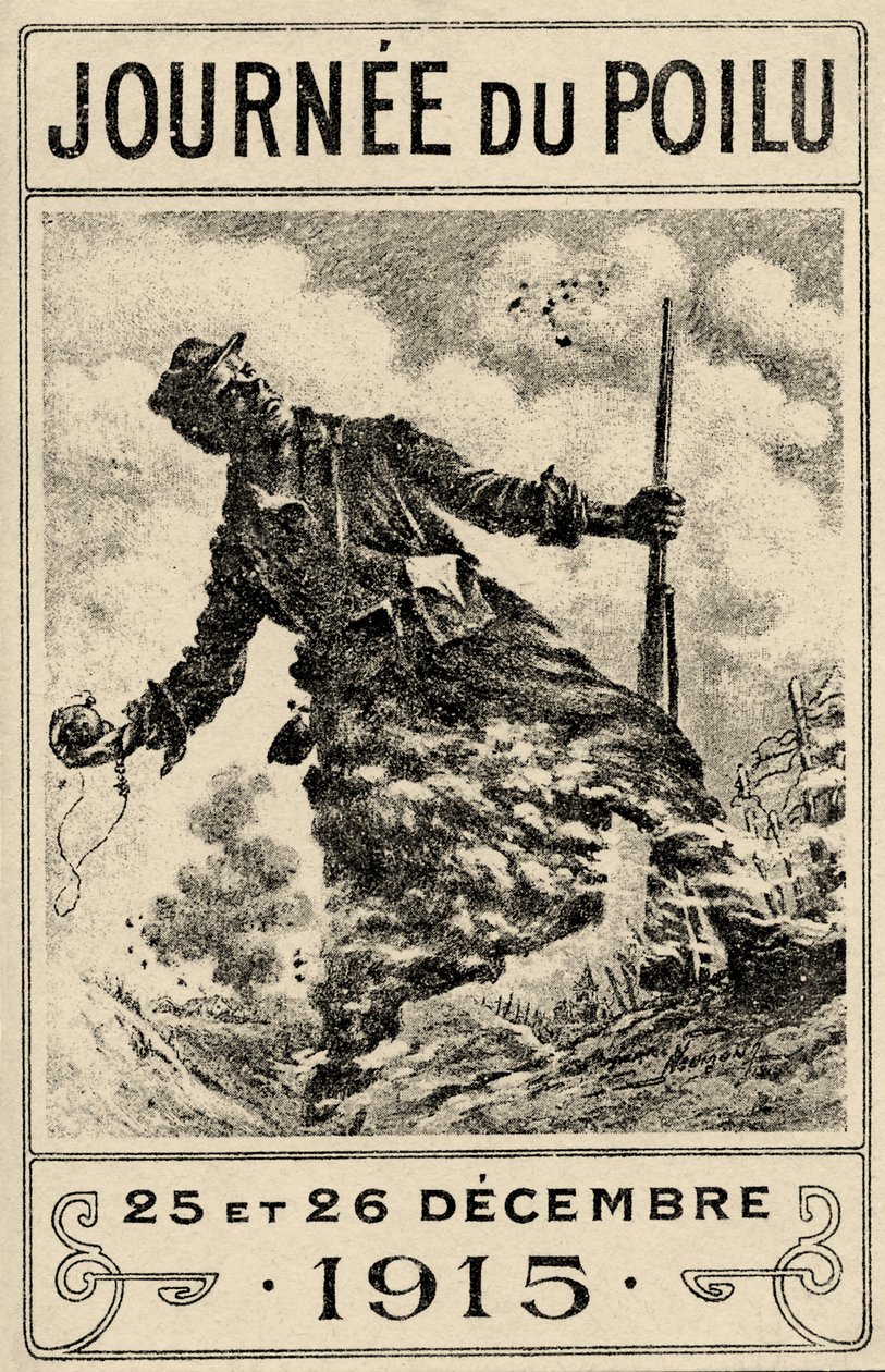 Francuski plakat propagandowy I wojny światowej "Hairy Day". 25 i 26 grudnia 1915", wyd. 1915 (kolor lito) autorstwa Maurice Louis Henri Neumont