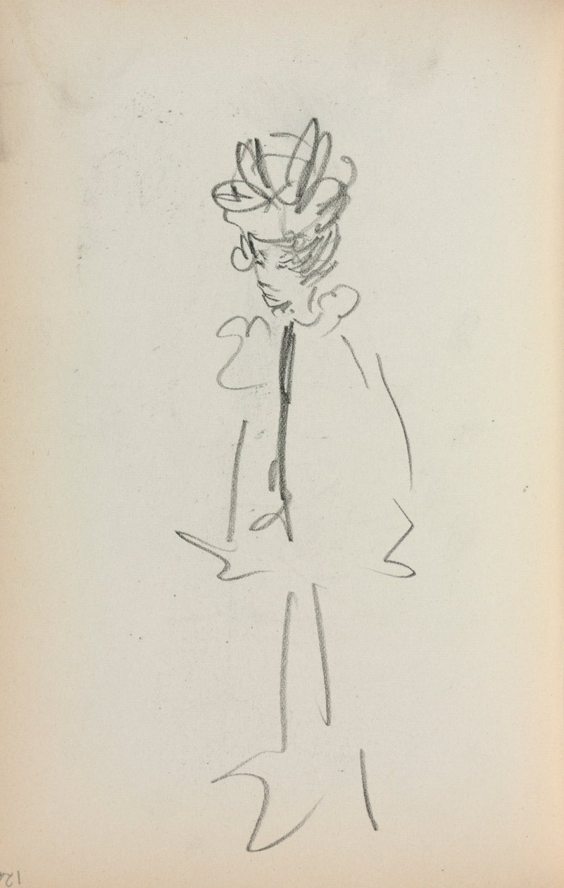 Włoski szkicownik: Stojąca kobieta, widok 3/4 (strona 126) autorstwa Maurice Prendergast