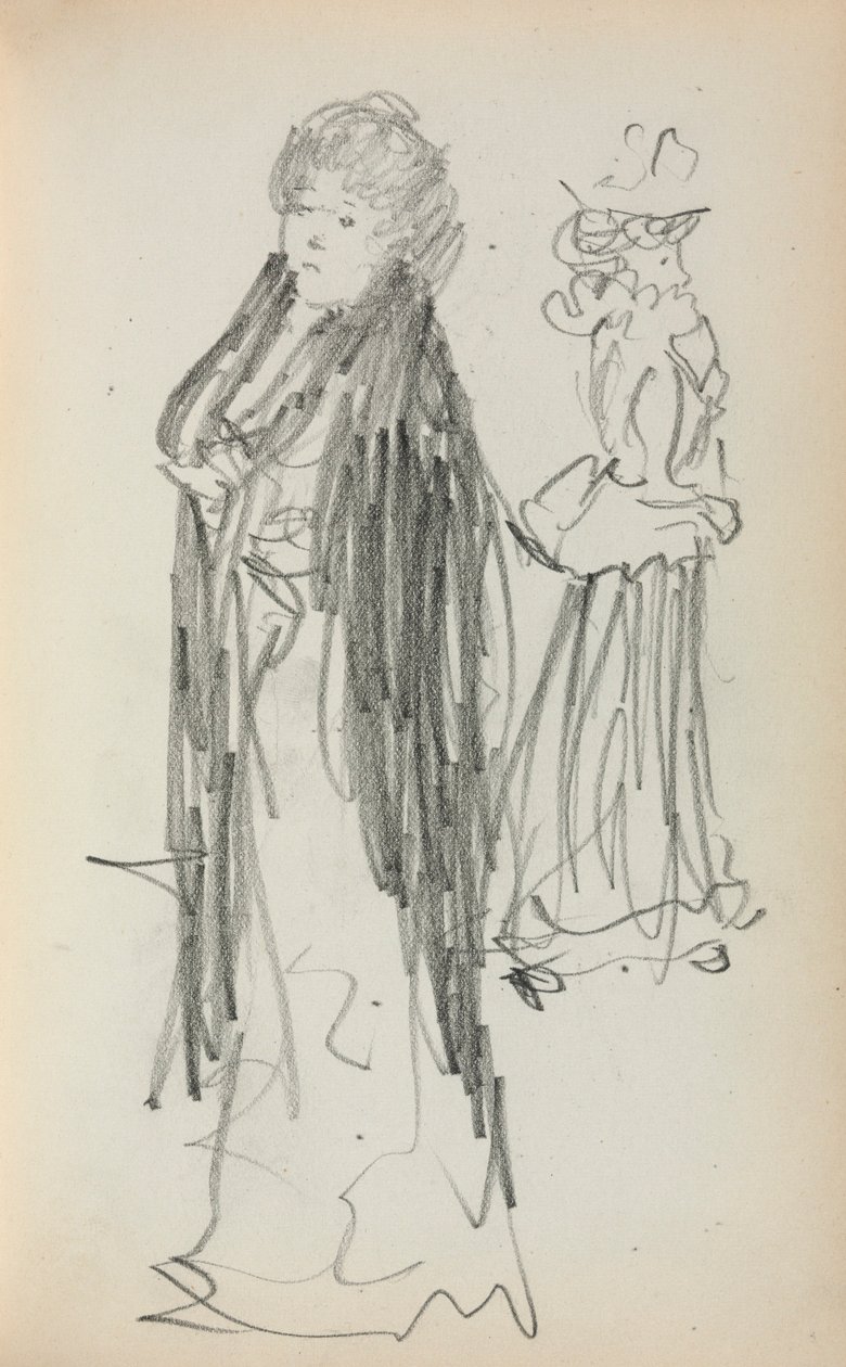 Włoski szkicownik: Dwie stojące kobiety (strona 129) autorstwa Maurice Prendergast