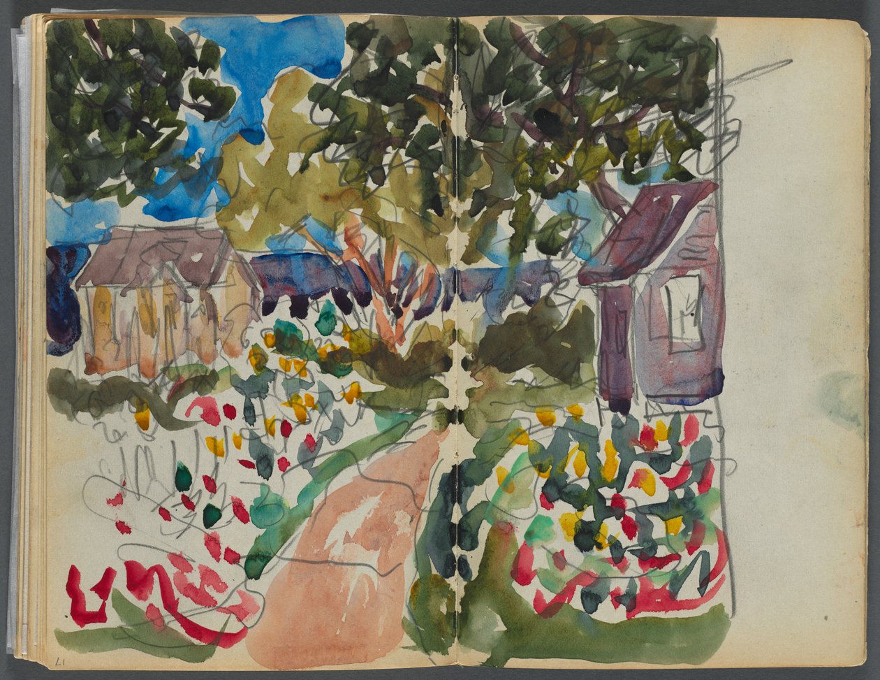 Szkicownik - Hotel Granite Shore, Rockport, strona 016 17: Domy i ogrody autorstwa Maurice Prendergast