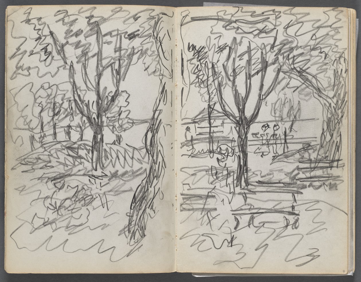 Szkicownik, The Dells, nr 127, strona 008 i 9: Krajobraz autorstwa Maurice Prendergast