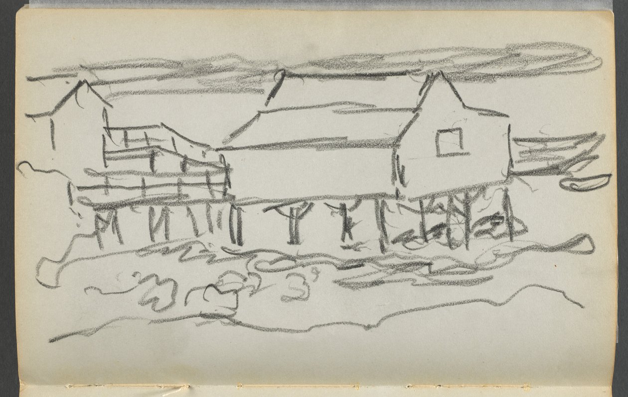 Szkicownik, The Dells, nr 127, strona 014: Dom w doku autorstwa Maurice Prendergast