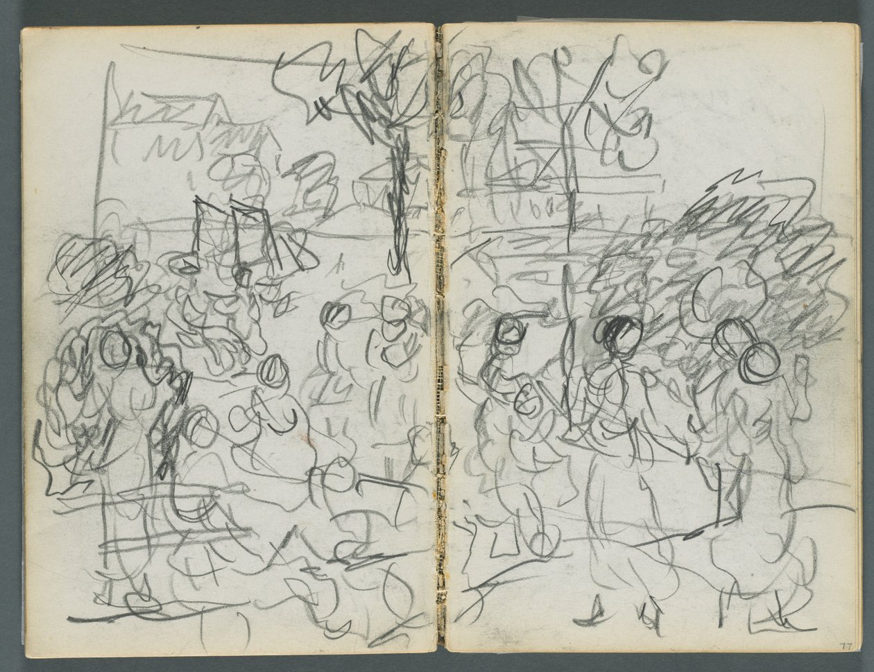 Szkicownik, The Dells, nr 127, strony 076 i 77: Postacie w krajobrazie autorstwa Maurice Prendergast