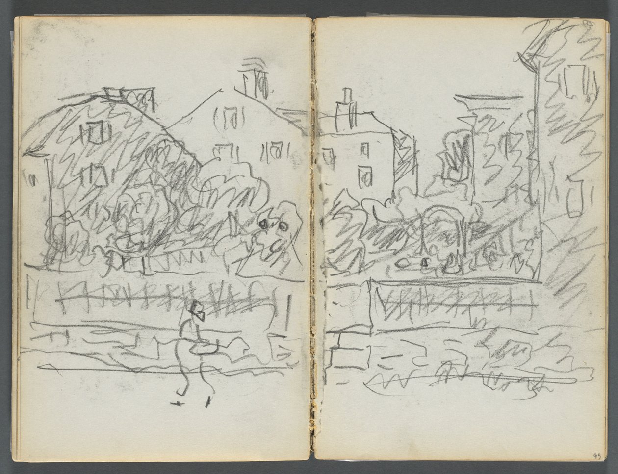 Szkicownik, The Dells, nr 127, strona 094 i 95: Village Street autorstwa Maurice Prendergast
