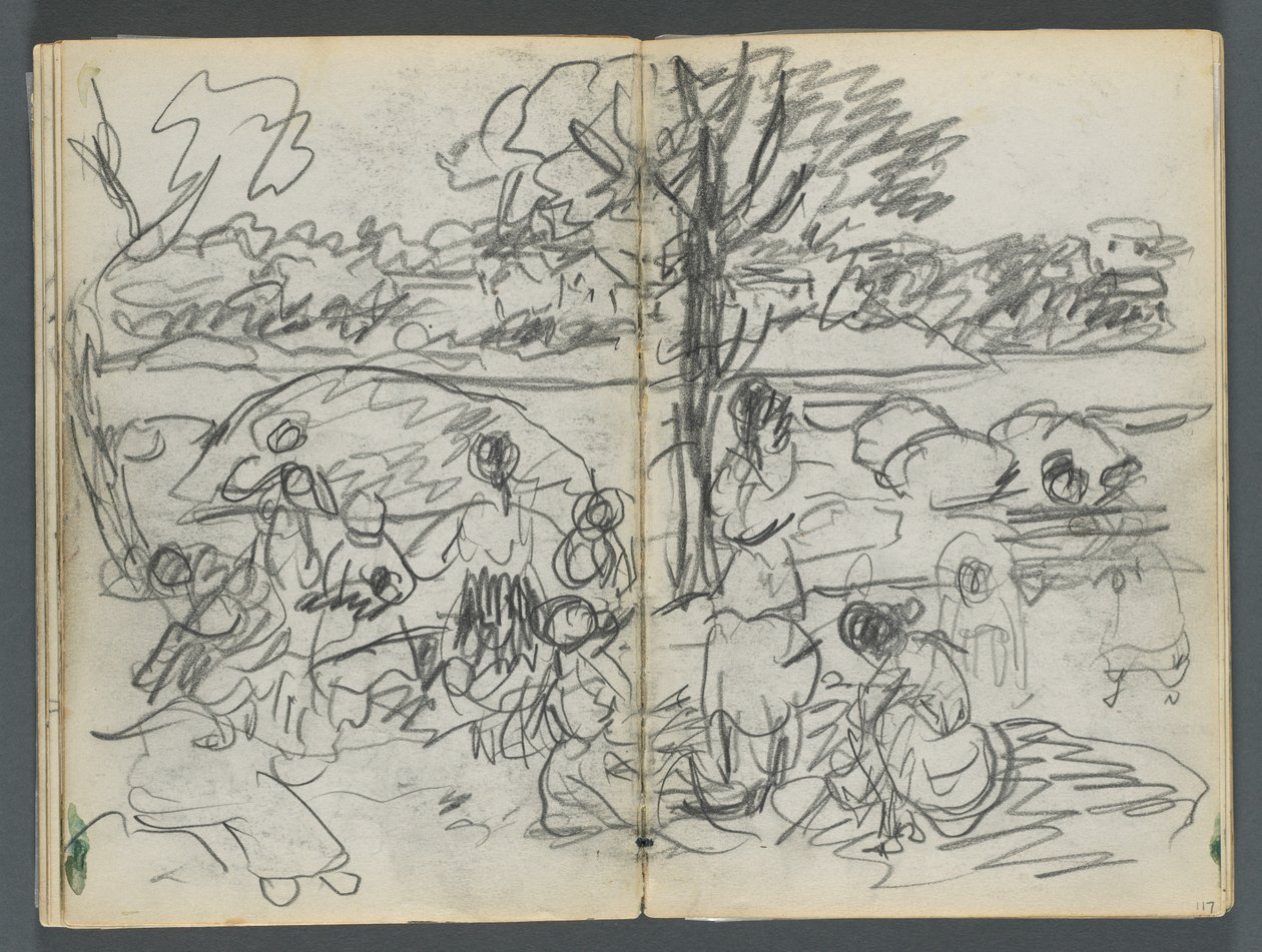 Szkicownik, The Dells, nr 127, strony 116 i 117: Postać na tle krajobrazu autorstwa Maurice Prendergast