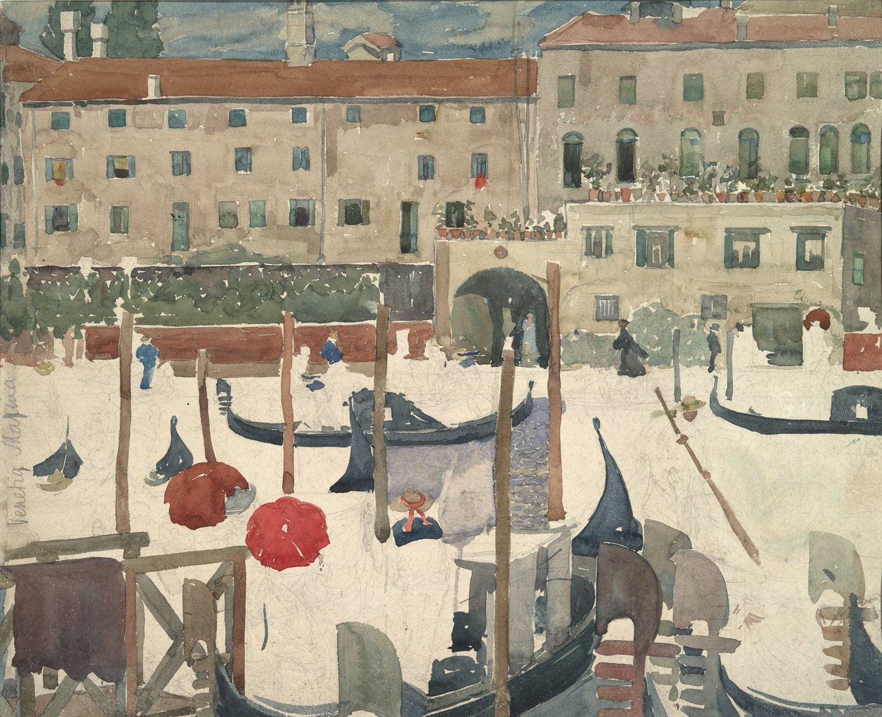 Quai, Wenecja (recto); Marina w Wenecji (odwrócona) autorstwa Maurice Brazil Prendergast