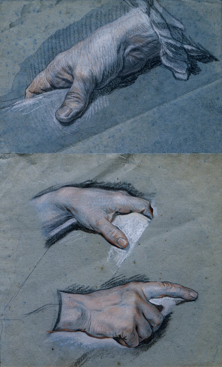 Studium rąk mężczyzny (pastel na papierze) autorstwa Maurice Quentin de La Tour