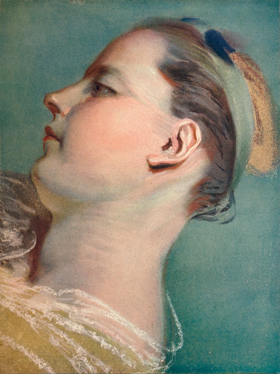 Pochylona głowa, c1752 autorstwa Maurice Quentin de La Tour