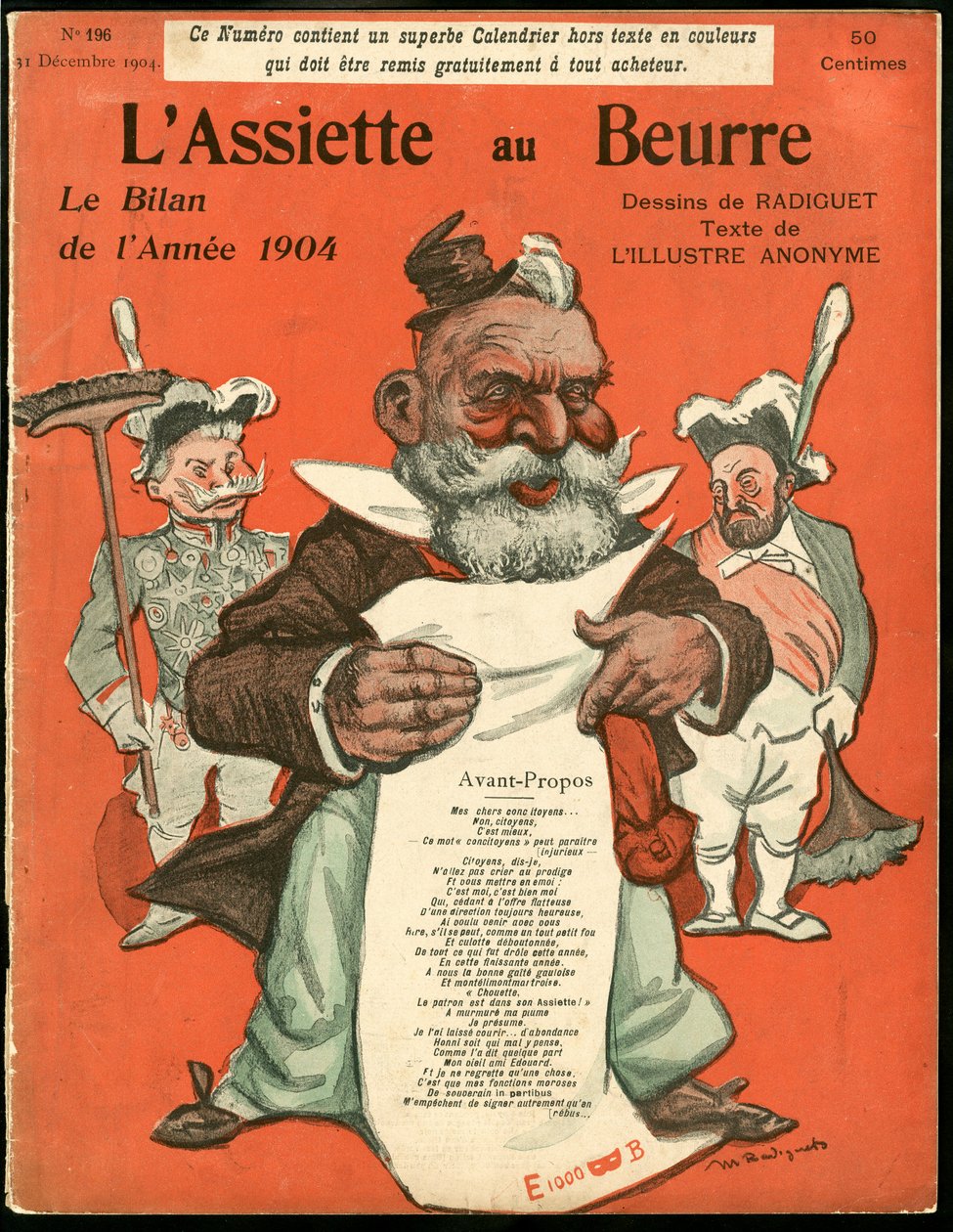 Okładka „L’Assiette au Beurre”, numer 195, Satyryczna w kolorach autorstwa Maurice Radiguet