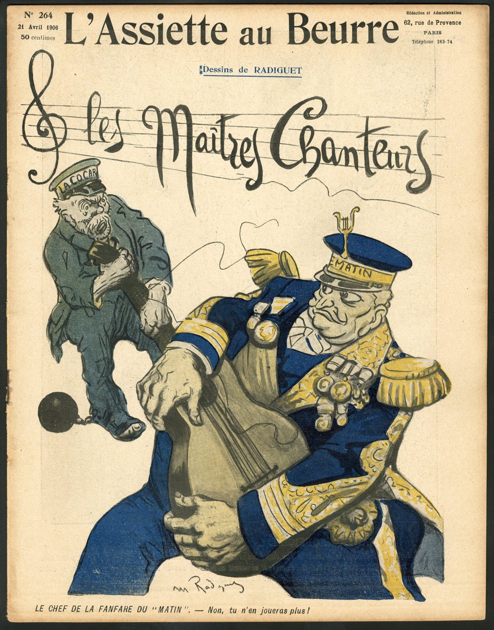 Okładka „L’Assiette au Beurre”, numer 264, w kolorze satyrycznym autorstwa Maurice Radiguet