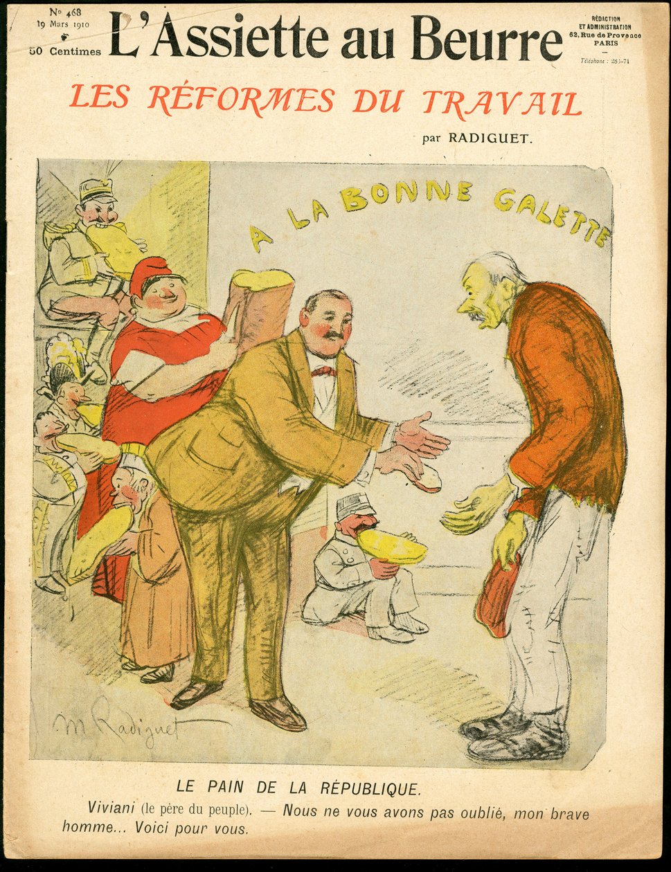 Okładka „L’Assiette au Beurre”, numer 468, w kolorze satyrycznym autorstwa Maurice Radiguet