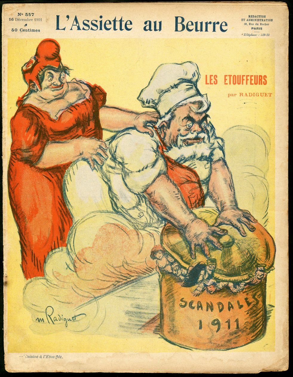 Okładka „L’Assiette au Beurre”, numer 557, Satyryczna w kolorach autorstwa Maurice Radiguet