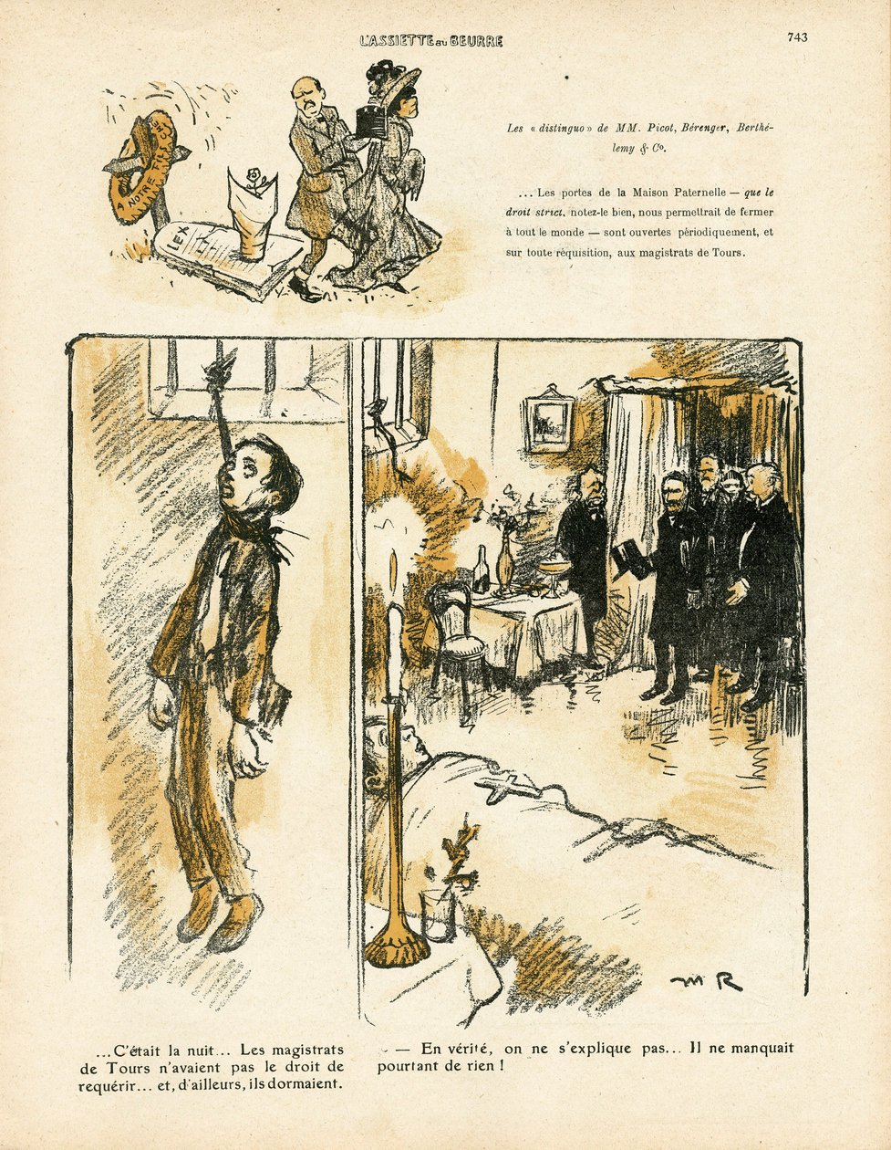 Talerz Maślany, numer 411, w kolorze satyrycznym autorstwa Maurice Radiguet
