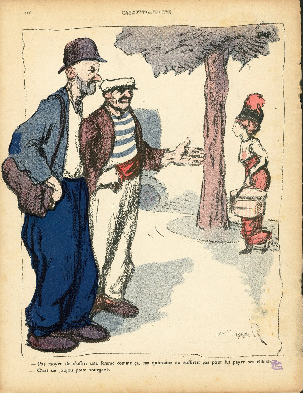 Talerz Maślany, numer 494, w kolorze satyrycznym autorstwa Maurice Radiguet