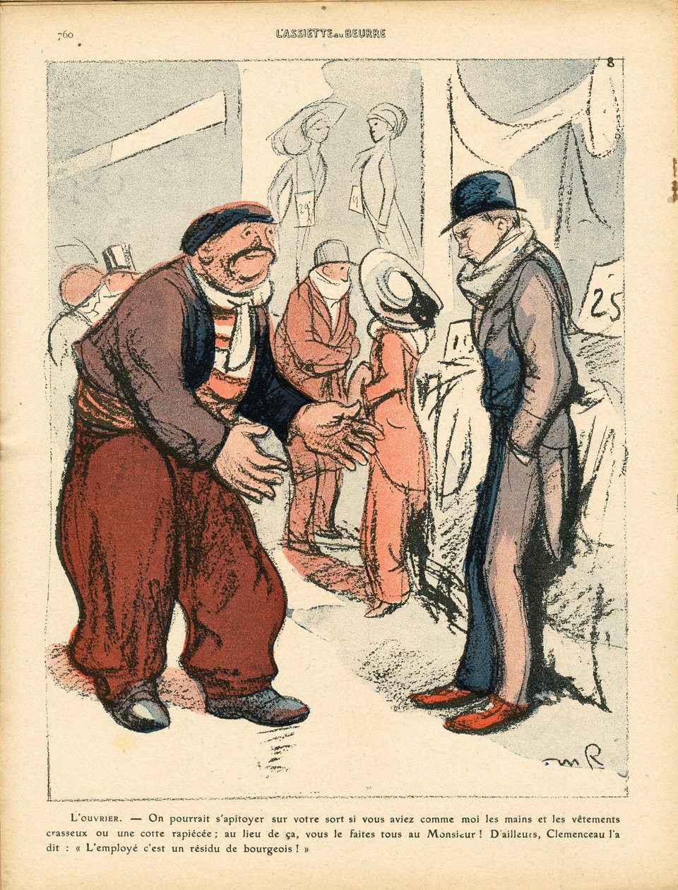 Talerz Maślany, numer 516, w kolorze satyrycznym autorstwa Maurice Radiguet
