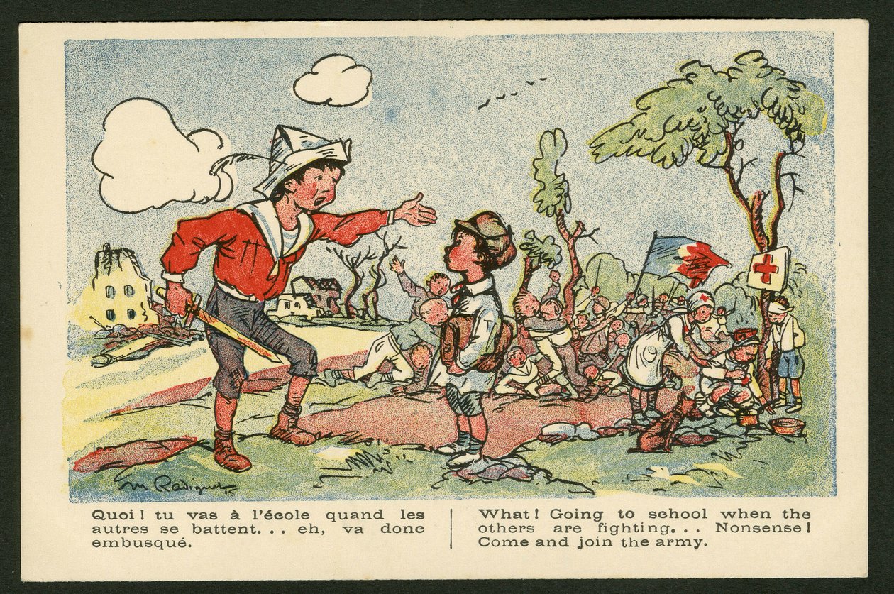 Pocztówka, satyryczna w kolorach autorstwa Maurice Radiguet