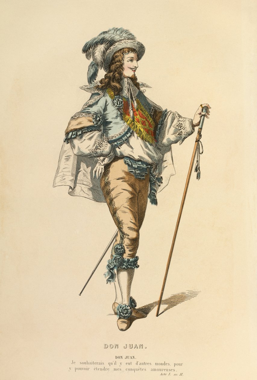 Kostium do roli Don Juana, ok. 1868 r. (rycina) autorstwa Maurice Sand