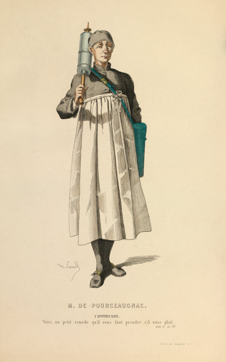 Kostium do roli aptekarza, ok. 1868 r. (rycina) autorstwa Maurice Sand