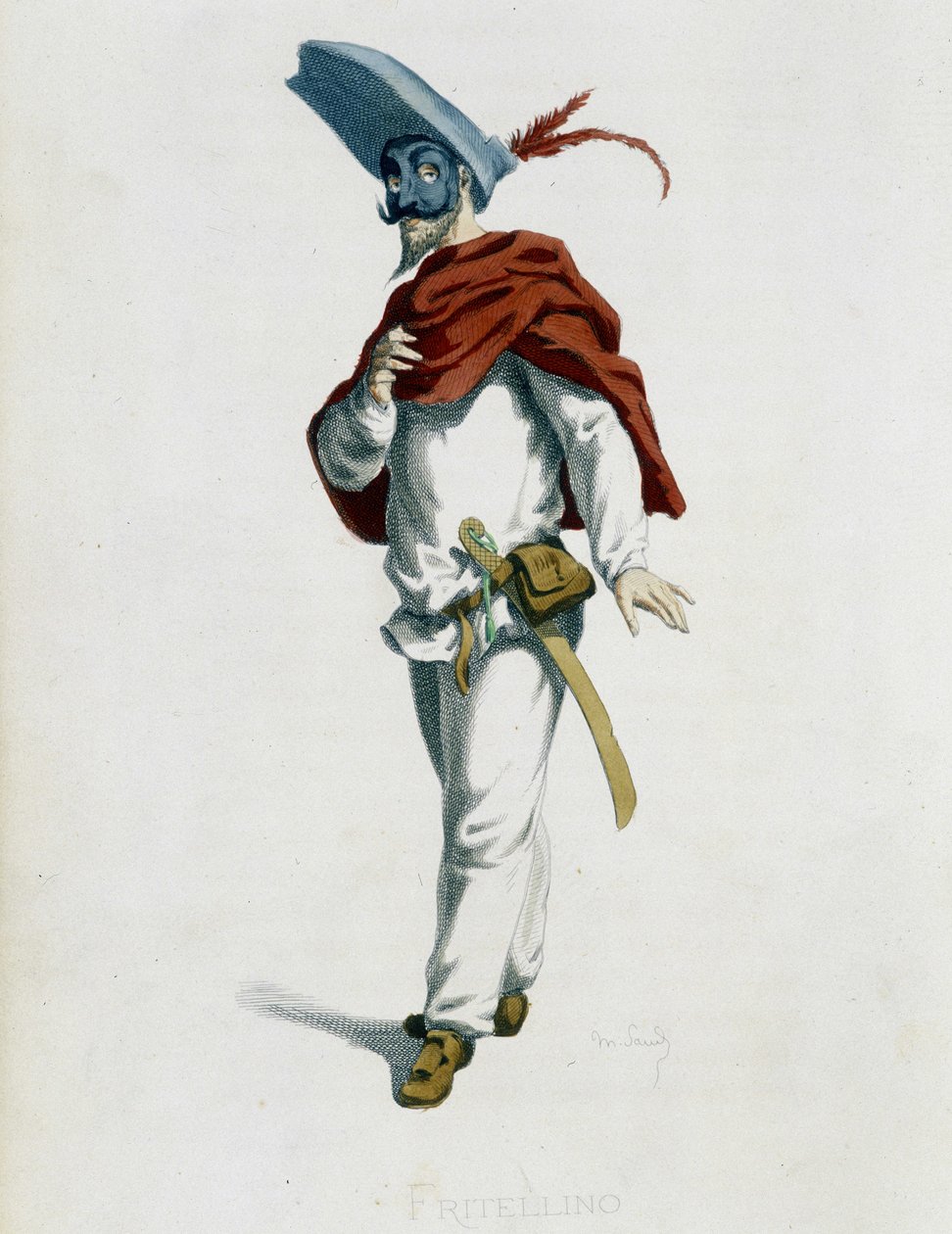 Fritellino Z „”Masques et bouffons”” (komedia włoska), tekst i rysunki Maurice Sand, akwaforty A. Manceau, przedmowa Georges Sand, Paryż, Michel Lévy Frères autorstwa Maurice Sand