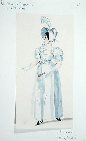 George Sand (1804-76) grająca rolę Herminie w sztuce „La Soeur de Jocrisse” autorstwa Maurice Sand