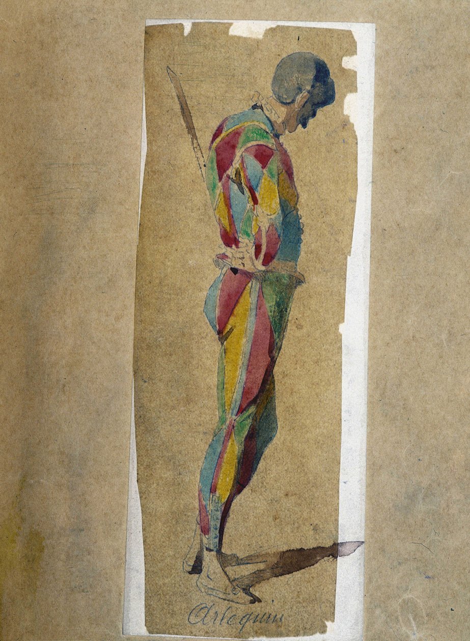 Arlekin, z „Masques et bouffons” (komedia włoska), tekst i rysunki Maurice Sand, ryciny A. Manceau, przedmowa Georges Sand autorstwa Maurice Sand