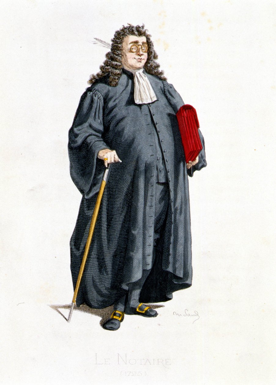 Le Notaire w „”Masques et bouffons”” (komedia włoska), tekst i rysunki Maurice Sand, akwaforty A. Manceau, przedmowa Georges Sand, Paryż, Michel Lévy Frères autorstwa Maurice Sand