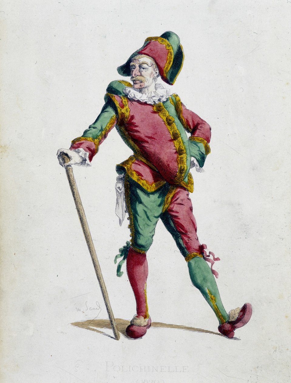 Polichinelle - w „”Masques et bouffons”” (komedia włoska), tekst i rysunki Maurice Sand, akwaforty A. Manceau, przedmowa Georges Sand, Paryż, Michel Levy Freres autorstwa Maurice Sand