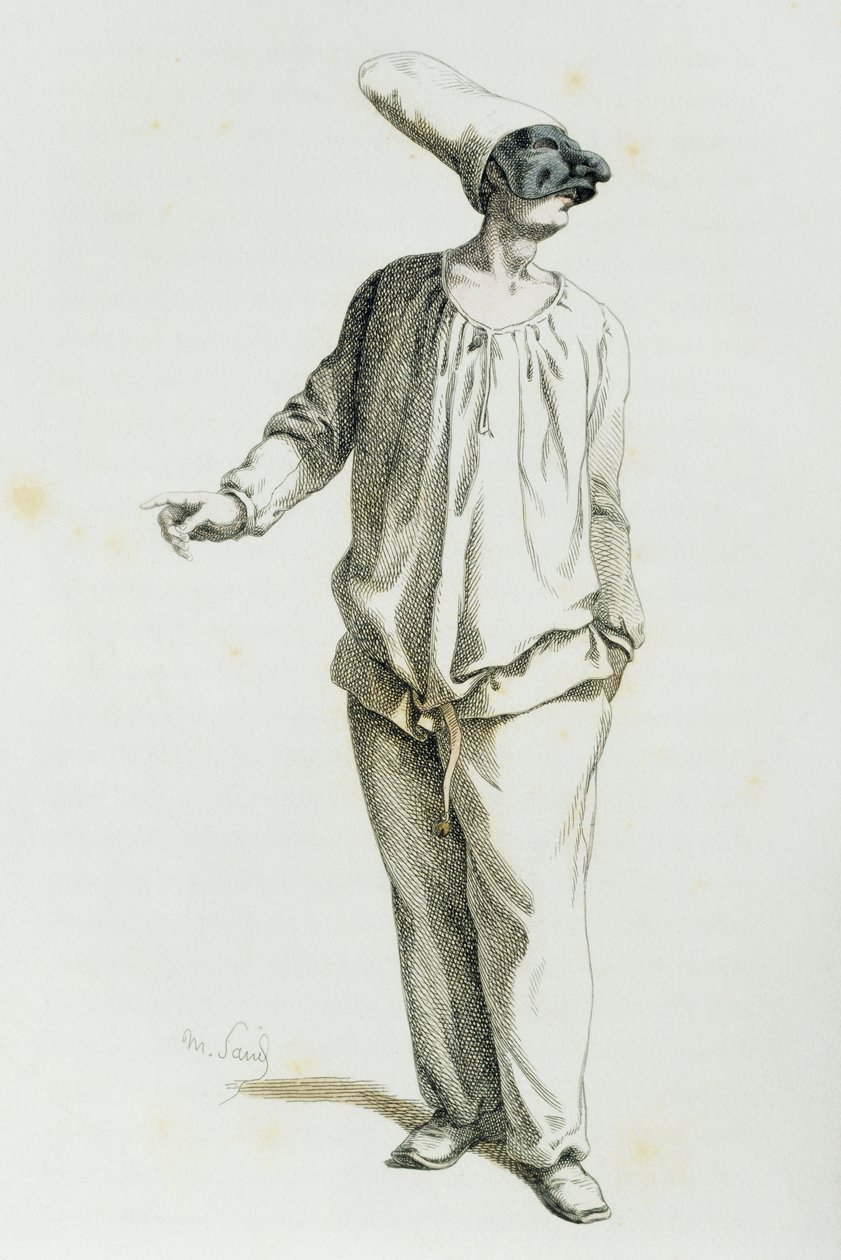 Pulcinella w 1800 roku, Maurice Sand (1823-1889) autorstwa Maurice Sand