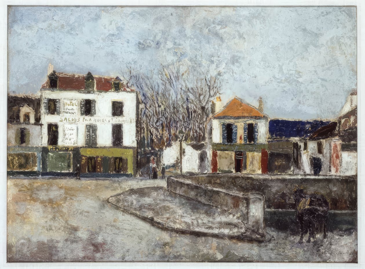 Place du Pont w Sarcelles autorstwa Maurice Utrillo