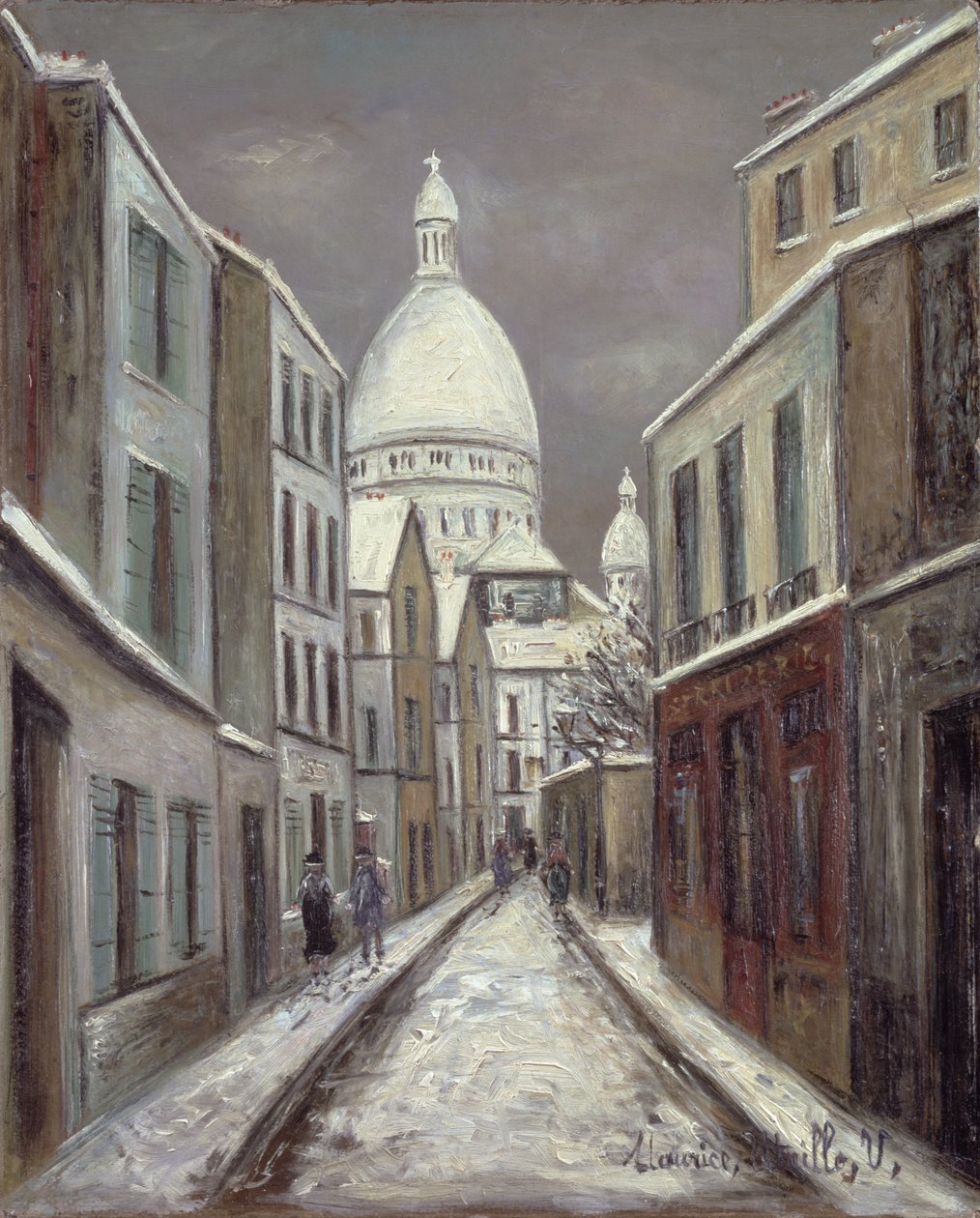 Rue Saint-Rustique, ok. 1933 r. (olej na papierze) autorstwa Maurice Utrillo