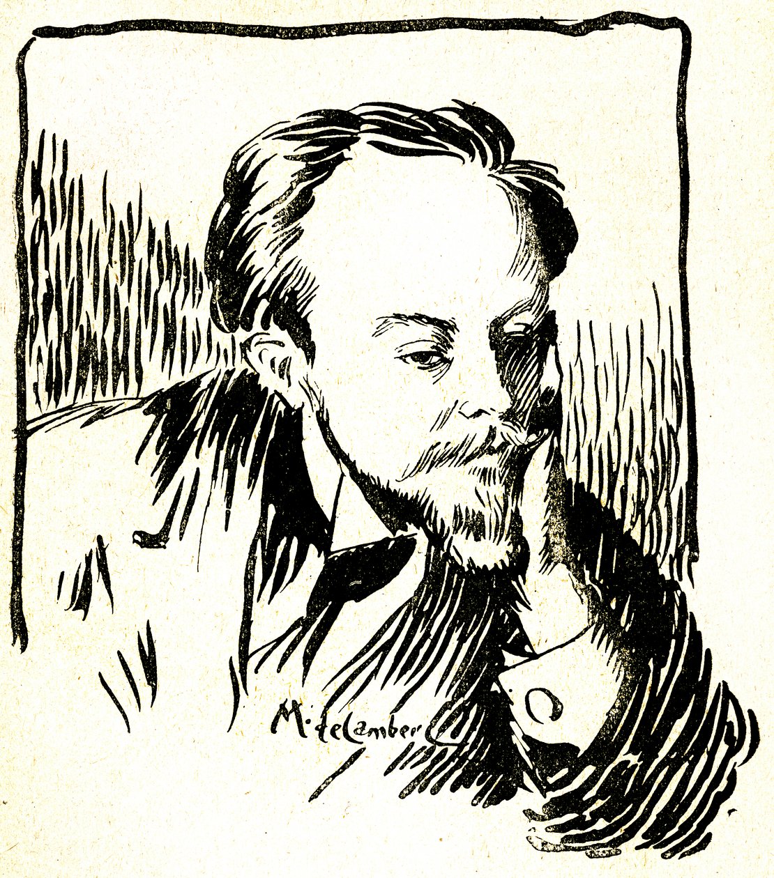 Gustave Le Rouge, ok. 1899 (grawerowane drewno) autorstwa Maurice Walter Edmond de Lambert